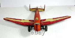 Vintage Marx Tin Litho Windup Orange Biplane Airplane U. S. Mail Plane 14 Works