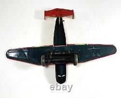 Vintage Marx Tin Litho Windup Orange Biplane Airplane U. S. Mail Plane 14 Works