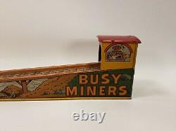 Vintage Marx Tin Litho Windup Toy Busy Miners 17 Long Tested and Working
