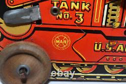 Vintage Marx Tin Litho Windup Turnover Tank U. S. Army No. 3