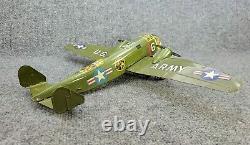 Vintage Marx Tin Litho Windup Ww2 Bomber Plane 15 Wingspan Works Complete Rare