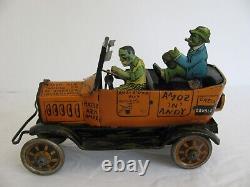 Vintage Marx Tin Lithograph Wind Up Amos & Andy Fresh Air Taxi Car Parts Restore