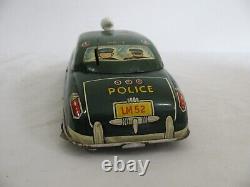 Vintage Marx Tin Lithograph Wind Up Dick Tracy Police Squad Car with Siren Read