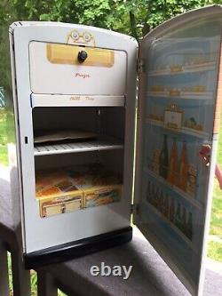 Vintage Marx Tin Metal Refrigerator Dollhouse Kitchen Furniture 1950'New In Box