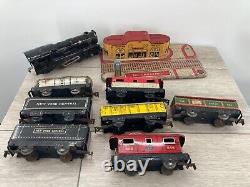 Vintage Marx Tin Toy Train Set Union Station Windup Steam Engine Track Car Loy