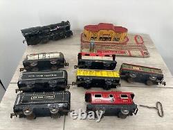 Vintage Marx Tin Toy Train Set Union Station Windup Steam Engine Track Car Loy