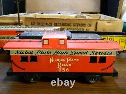 Vintage Marx Tin Train Set In Original Box (Engine + 4 Cars) + Track Very Good