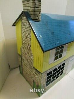 Vintage Marx Tin Two Story Doll House With Patio Awning & Accessories