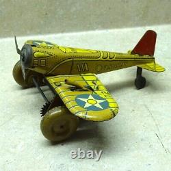 Vintage Marx Tin U. S. Army Gunner Airplane, Made IN U. S. A. Wind Up