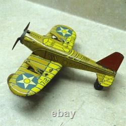 Vintage Marx Tin U. S. Army Gunner Airplane, Made IN U. S. A. Wind Up