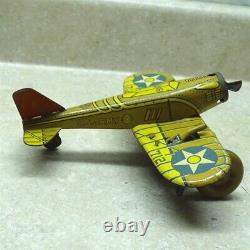 Vintage Marx Tin U. S. Army Gunner Airplane, Made IN U. S. A. Wind Up