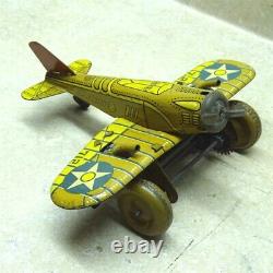 Vintage Marx Tin U. S. Army Gunner Airplane, Made IN U. S. A. Wind Up