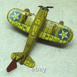 Vintage Marx Tin U. S. Army Gunner Airplane, Made IN U. S. A. Wind Up