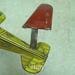 Vintage Marx Tin U. S. Army Gunner Airplane, Made IN U. S. A. Wind Up