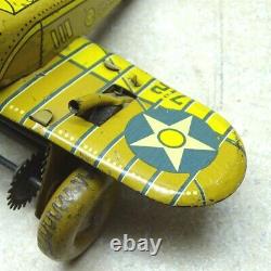 Vintage Marx Tin U. S. Army Gunner Airplane, Made IN U. S. A. Wind Up