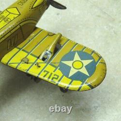 Vintage Marx Tin U. S. Army Gunner Airplane, Made IN U. S. A. Wind Up