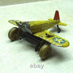 Vintage Marx Tin U. S. Army Gunner Airplane, Made IN U. S. A. Wind Up