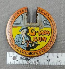 Vintage Marx Tin Wind Up G-Man Gun Tommy Gun Round Magazine ONLY READ