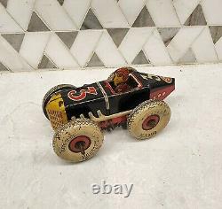 Vintage Marx Tin Wind-Up Race Car #3 with Driver 1940's