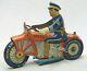 Vintage Marx Tin Wind Up Toy Police Motorcycle Excellent Condition