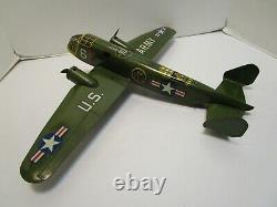 Vintage Marx Tin Wind Up Us Army Twin Prop Bomber