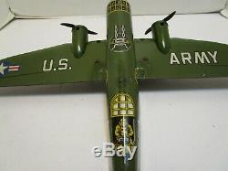 Vintage Marx Tin Wind Up Us Army Twin Prop Bomber