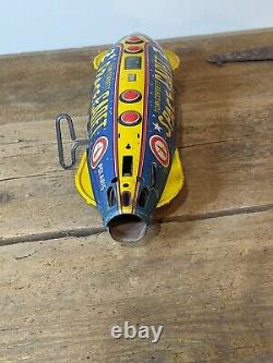 Vintage Marx Tin Wind-up Toy Tom Corbett Space Cadet Polaris Rocket Ship