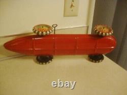 Vintage Marx Tin Windup Race Car Indie Toy 16 1/4 Long WORKING Collectible