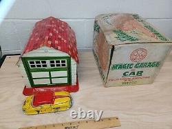 Vintage Marx Tin Windup The Magic Garage And Car In Original Box Tin Toy Lot USA