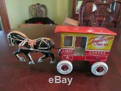 Vintage Marx Tin Windup Toytown Dairy Wagon Excellent Mint Condition Works