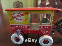 Vintage Marx Tin Windup Toytown Dairy Wagon Excellent Mint Condition Works