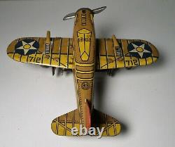 Vintage Marx Tin Windup Us Army Sparkling Airplane