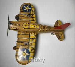 Vintage Marx Tin Windup Us Army Sparkling Airplane