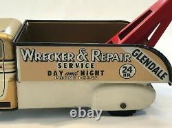 Vintage Marx Tow Truck Glendale Wrecker Repair Pressed Steel 1950s