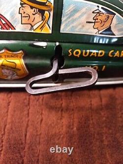 Vintage Marx Toy Tin Litho Dick Tracy Wind Up Police Car 1949 Shiny Paint