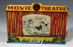Vintage Marx Toy Tin Movie Theater Home Town Lithographed Jungleland Story 1930