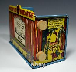 Vintage Marx Toy Tin Movie Theater Home Town Lithographed Jungleland Story 1930