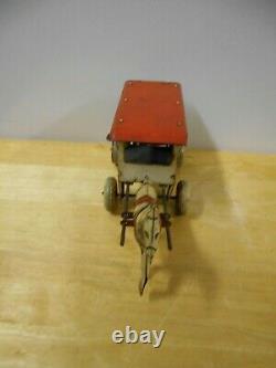 Vintage Marx Toylands Farm Products Horse & Delivery Wagon Tin Wind Up Toy