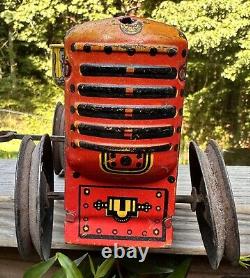 Vintage Marx Toys Construction Hauling T732 Wind Up Tin Tractor 14