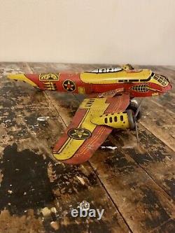 Vintage Marx Toys Flying Fortress 2095 Tin Litho Wind-Up Toy Army Plane