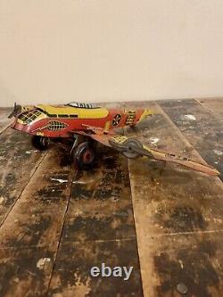 Vintage Marx Toys Flying Fortress 2095 Tin Litho Wind-Up Toy Army Plane