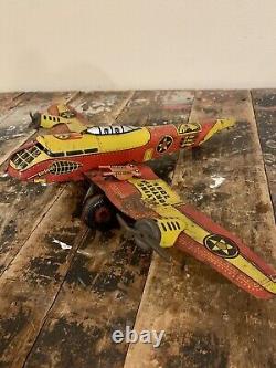 Vintage Marx Toys Flying Fortress 2095 Tin Litho Wind-Up Toy Army Plane