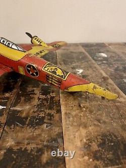 Vintage Marx Toys Flying Fortress 2095 Tin Litho Wind-Up Toy Army Plane