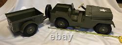 Vintage Marx Toys Large Plastic Military Jeep & Trailer