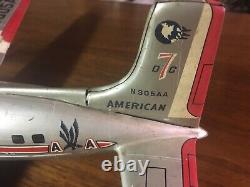 Vintage Marx Toys Line Tin Battery Airplane American Airlines N305AA