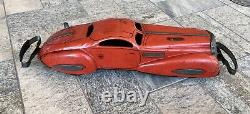 Vintage Marx Toys Red Tin Litho Streamliner Car Coupe with 2 Handles OT711