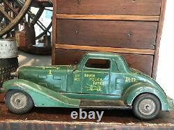 Vintage Marx Toys Siren Police Patrol 1930s Rare Tin Wind Up Patrol Car