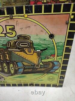 Vintage Marx Toys Tin Litho Army & Navy Wind Up Shooting Game