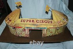 Vintage Marx Toys Tin Litho Super Circus Tent with Stage Rings- Not Complete