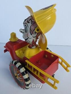Vintage Marx Toys Tin Litho Wind Up Smokey Sam Fire Chief Truck Whoopie Car